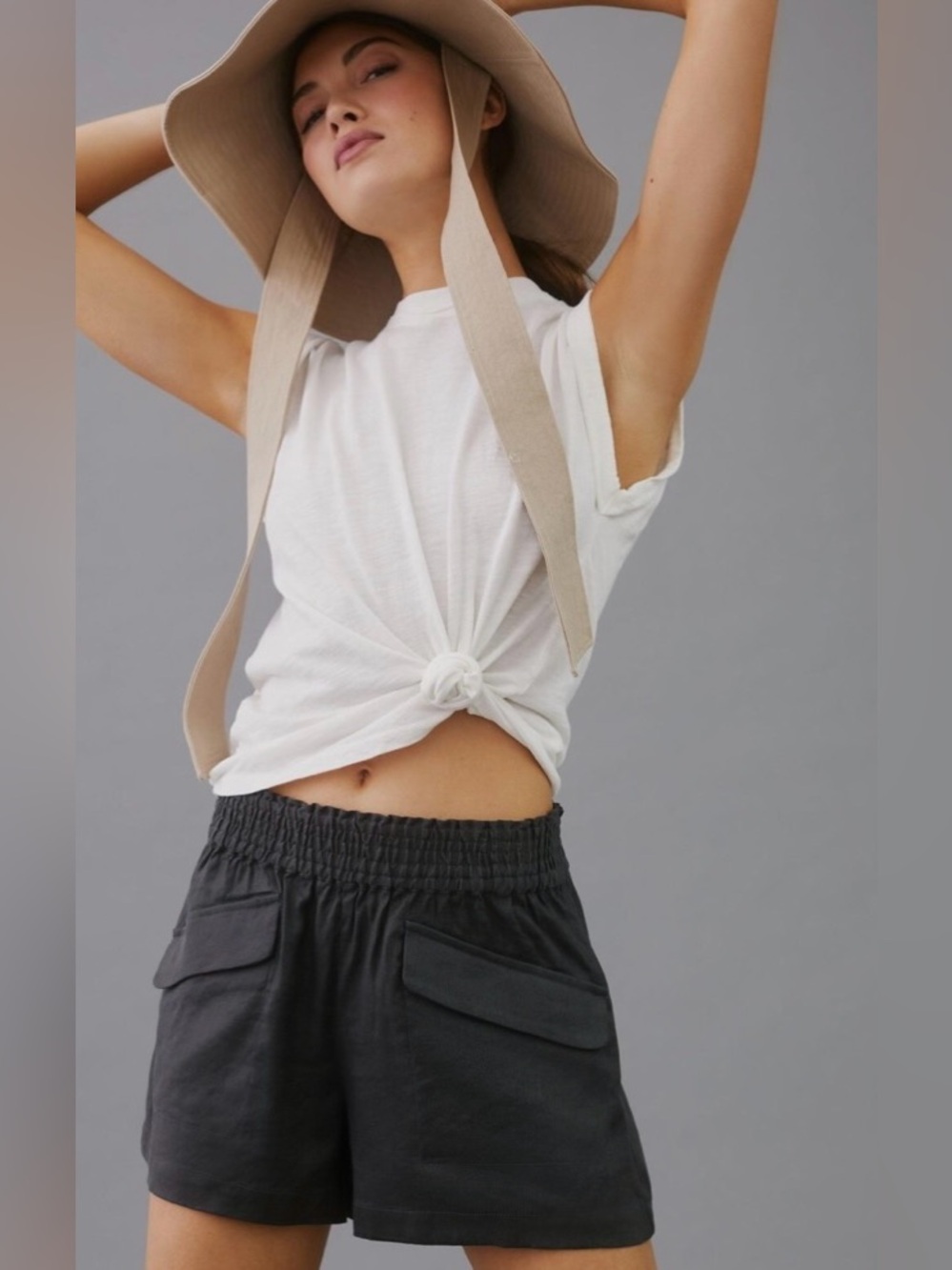Maeve by Anthropologie Charcoal Front Flap Shorts-size L